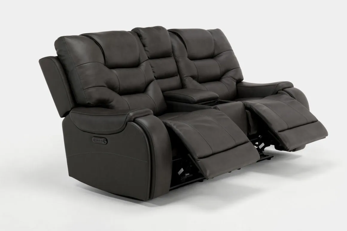 Estilo 2 Power Console Loveseat In Canyon Gray