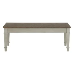 Farmington Dining Bench In Medium Brown/Washed Stone