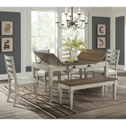 Farmington Dining Table In Medium Brown/Washed Stone