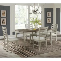 Farmington Side Chair In Medium Brown/Washed Stone, Set Of 2