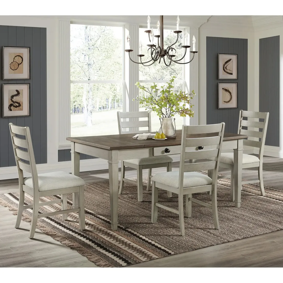 Farmington Side Chair In Medium Brown/Washed Stone, Set Of 2