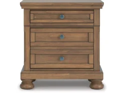Feddinger Panel Bed, Dresser, Mirror & Nightstand In Medium Brown, Queen