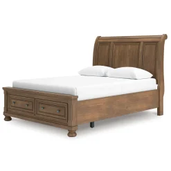 Feddinger Sleigh Bed With Storage In Medium Brown, Queen