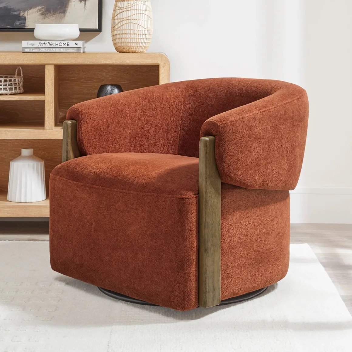 Finley Swivel Chair In Rust