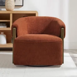 Finley Swivel Chair In Rust