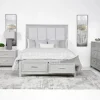 Fiona Storage Bed, Dresser, Mirror & Nightstand In Mist Gray, Queen