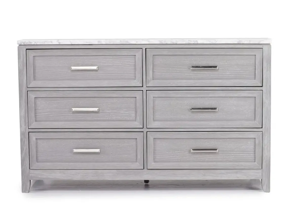 Fiona Storage Bed, Dresser, Mirror & Nightstand In Mist Gray, Queen