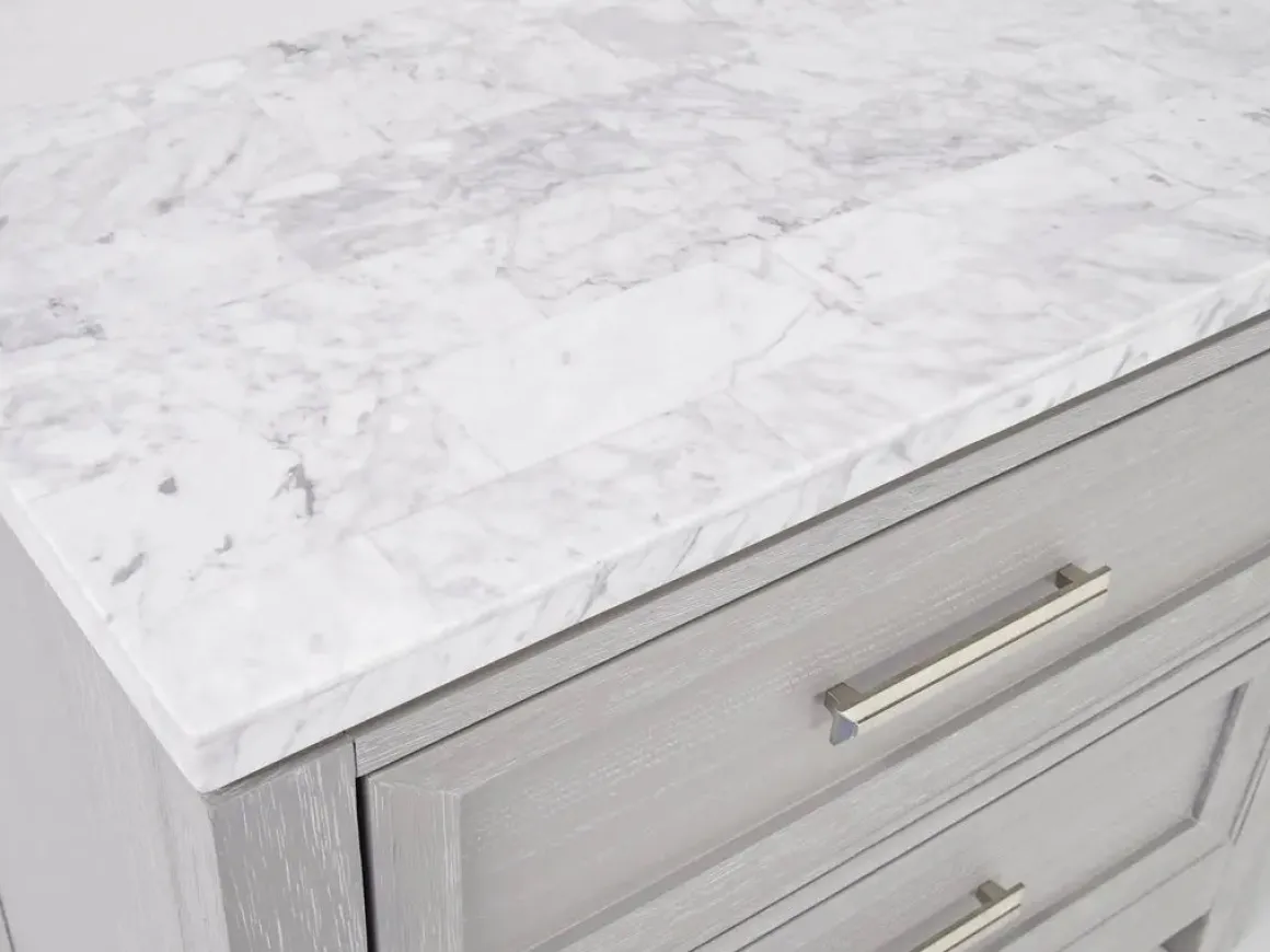 Fiona Storage Bed, Dresser, Mirror & Nightstand In Mist Gray, Queen