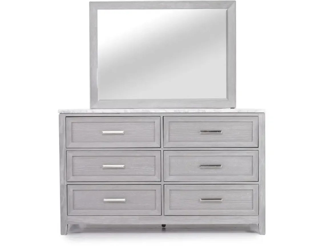 Fiona Storage Bed, Dresser, Mirror & Nightstand In Mist Gray, Queen