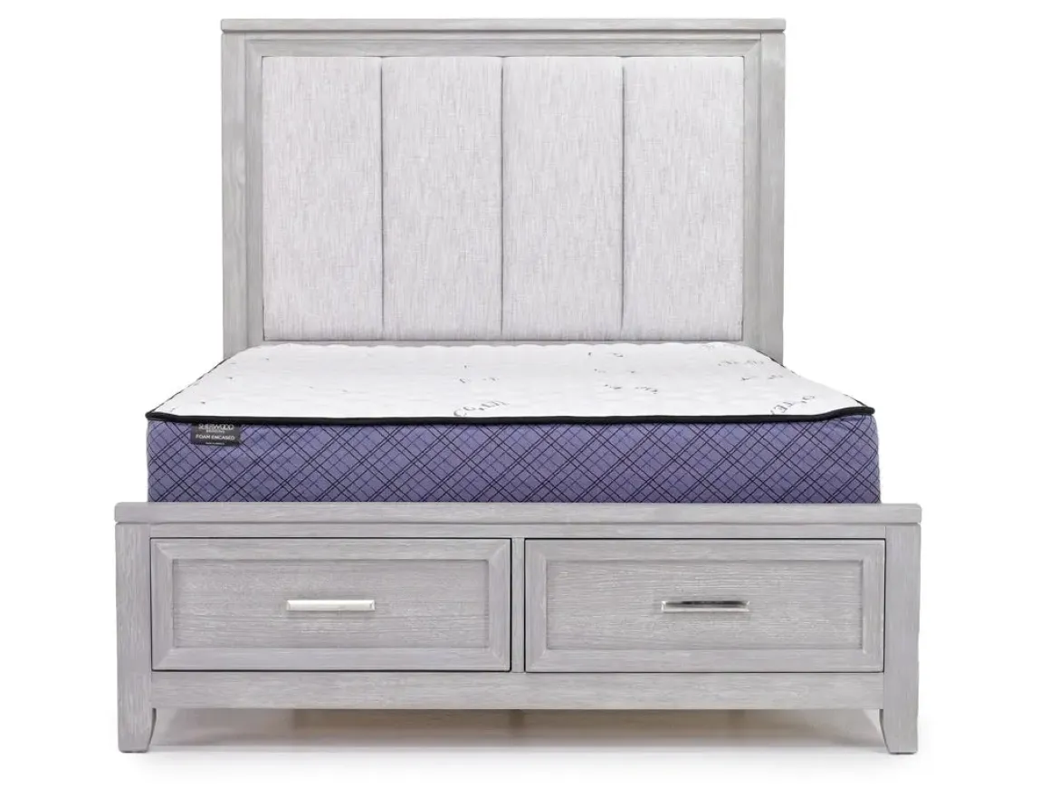 Fiona Storage Bed, Dresser, Mirror & Nightstand In Mist Gray, Queen