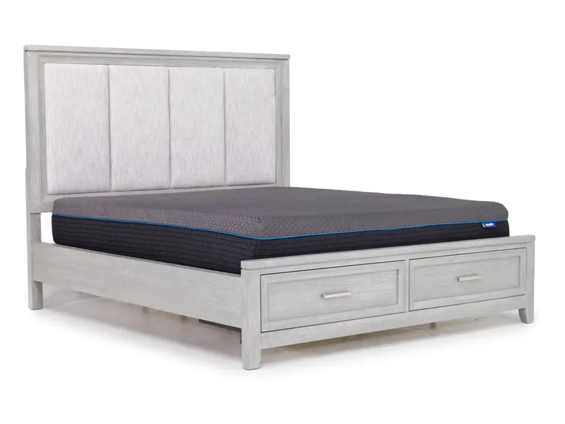 Fiona Storage Bed, Dresser, Mirror & Nightstand In Mist Gray, Queen