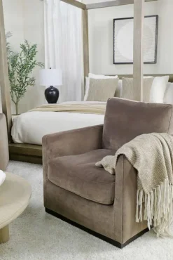 Flax Swivel Chair In Coffee Leather