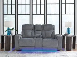 Forest Lake 2 Power Console Loveseat In Alloy