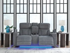 Forest Lake 2 Power Console Loveseat In Alloy