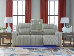 Forest Lake 2 Power Sofa W/ Drop Down Table In Alloy