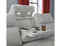 Forest Lake 2 Power Sofa W/ Drop Down Table In Alloy