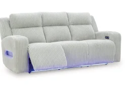 Forest Lake 2 Power Sofa W/ Drop Down Table In Alloy