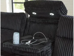 Forest Lake 2 Power Sofa W/ Drop Down Table In Alloy