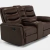 Forte Reclining Console Loveseat In Dark Brown
