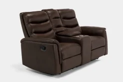 Forte Reclining Console Loveseat In Dark Brown