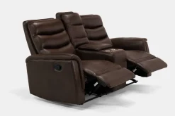 Forte Reclining Console Loveseat In Dark Brown