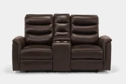 Forte Reclining Console Loveseat In Dark Brown