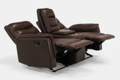 Forte Reclining Console Loveseat In Dark Brown