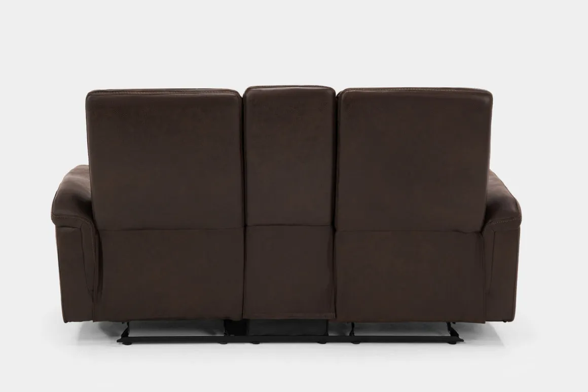 Forte Reclining Console Loveseat In Dark Brown