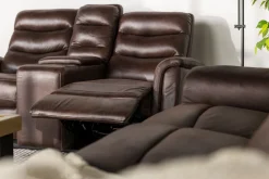 Forte Reclining Console Loveseat In Dark Brown