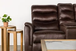 Forte Reclining Console Loveseat In Dark Brown