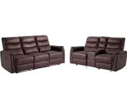 Forte Reclining Sofa & Console Loveseat In Dark Brown