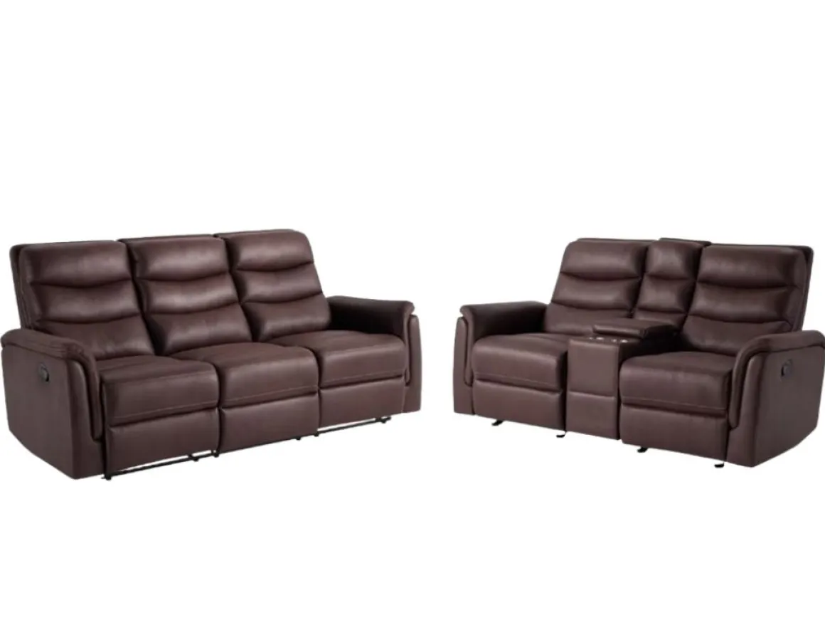 Forte Reclining Sofa & Console Loveseat In Dark Brown