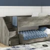 Frandern Loft Bed W/ Caster Bed & Storage Steps In Gray, Twin