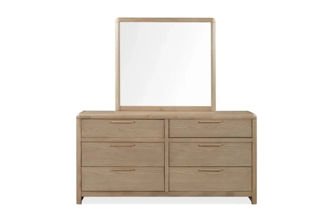 Furano Channel Upholstered Panel Bed, Dresser, Mirror & Nightstand In Ginger, Full