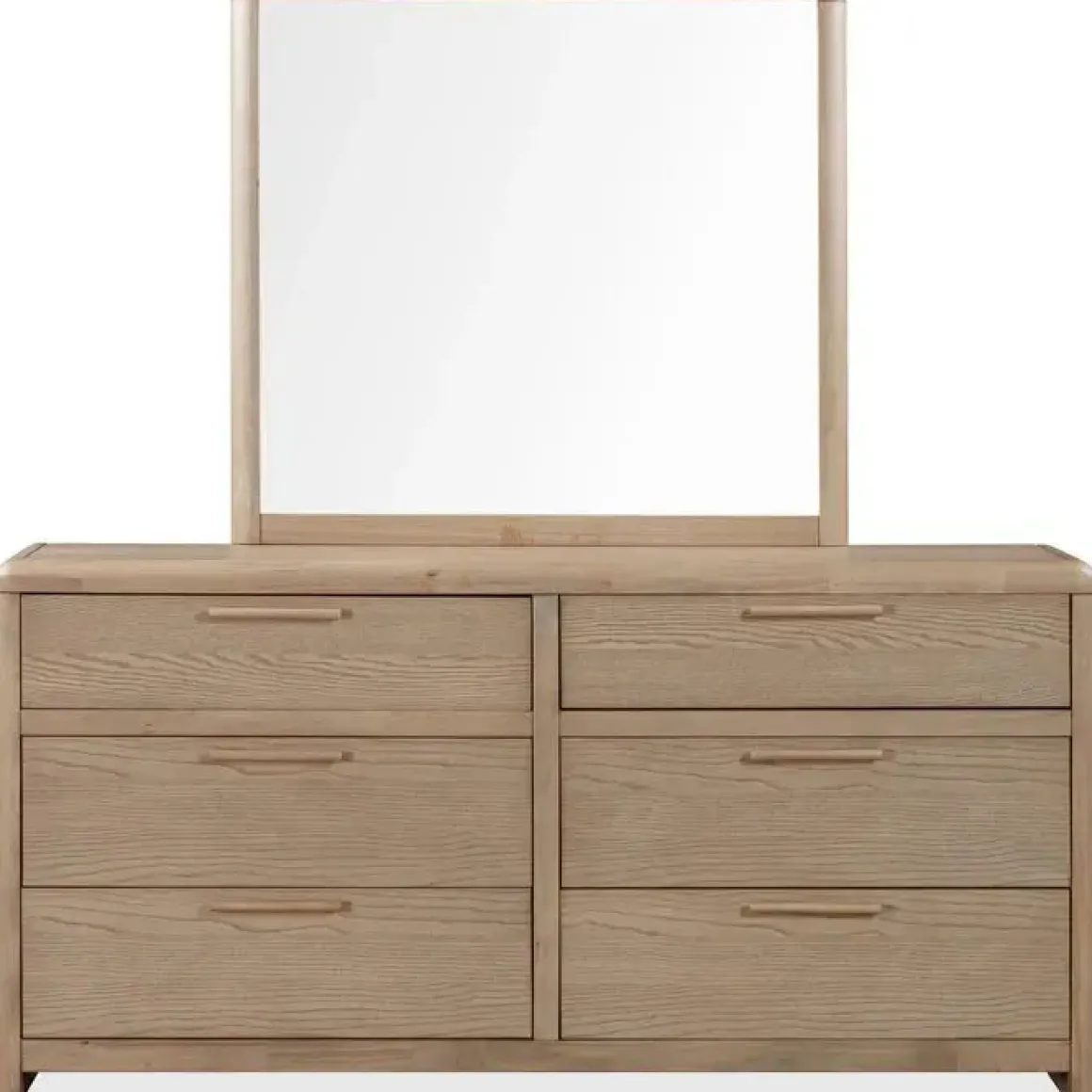 Furano Upholstered Bed, Dresser, Mirror & 1 Drawer Nightstand In Ginger, Full