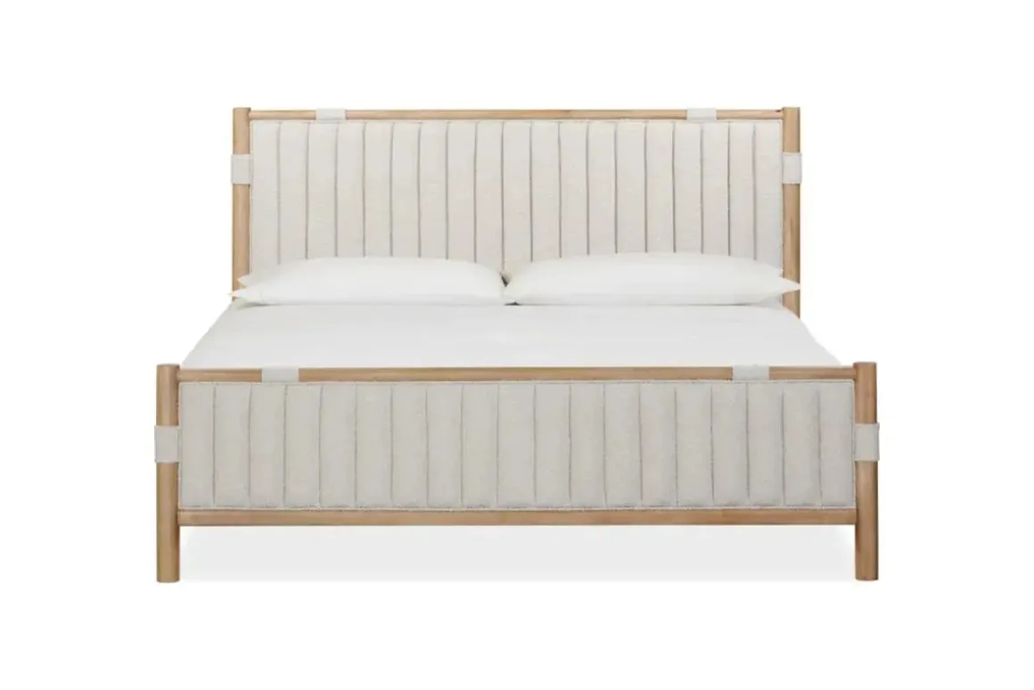 Furano Upholstered Bed, Dresser, Mirror & 1 Drawer Nightstand In Ginger, Full