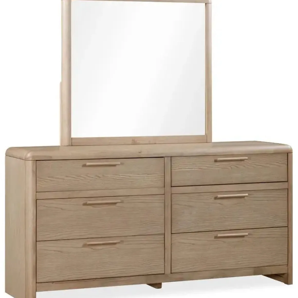 Furano Upholstered Bed, Dresser, Mirror & 1 Drawer Nightstand In Ginger, Full