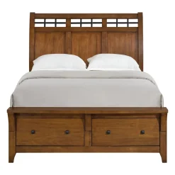 Gage Sleigh Bed W/ Storage In Chestnut, Queen