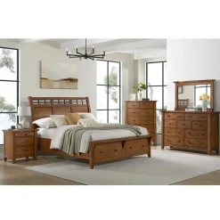 Gage Sleigh Bed W/ Storage In Chestnut, Queen