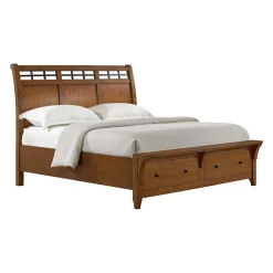 Gage Sleigh Bed W/ Storage In Chestnut, Queen