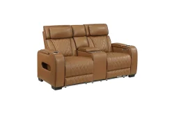 Gallington 2 Power Console Loveseat In Brown