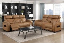 Gallington 2 Power Sofa & Console Loveseat In Brown