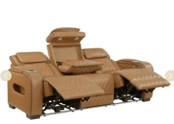 Gallington 2 Power Sofa W/ Drop Down Console In Brown