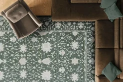 Gatsby Monroe Rug In Green/Cream, 5’ X 7’