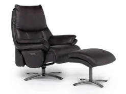 Geneva Chair & Ottoman In Wales Basalt