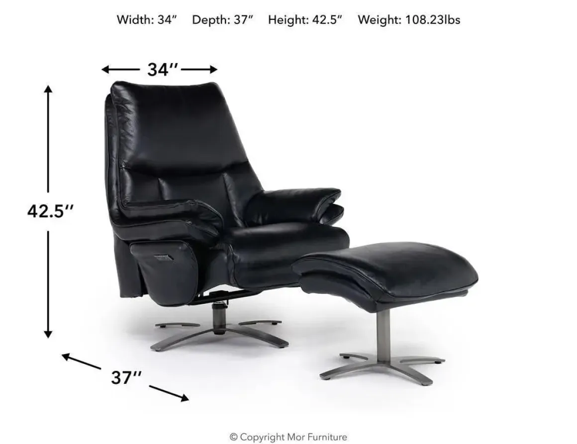 Geneva Chair & Ottoman In Wales Basalt