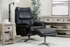 Geneva Chair & Ottoman In Wales Basalt