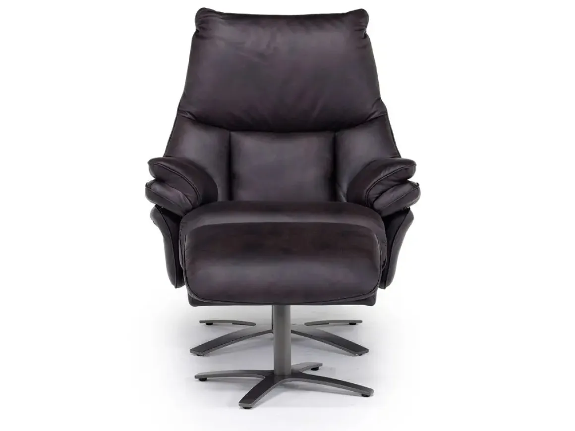 Geneva Chair & Ottoman In Wales Basalt