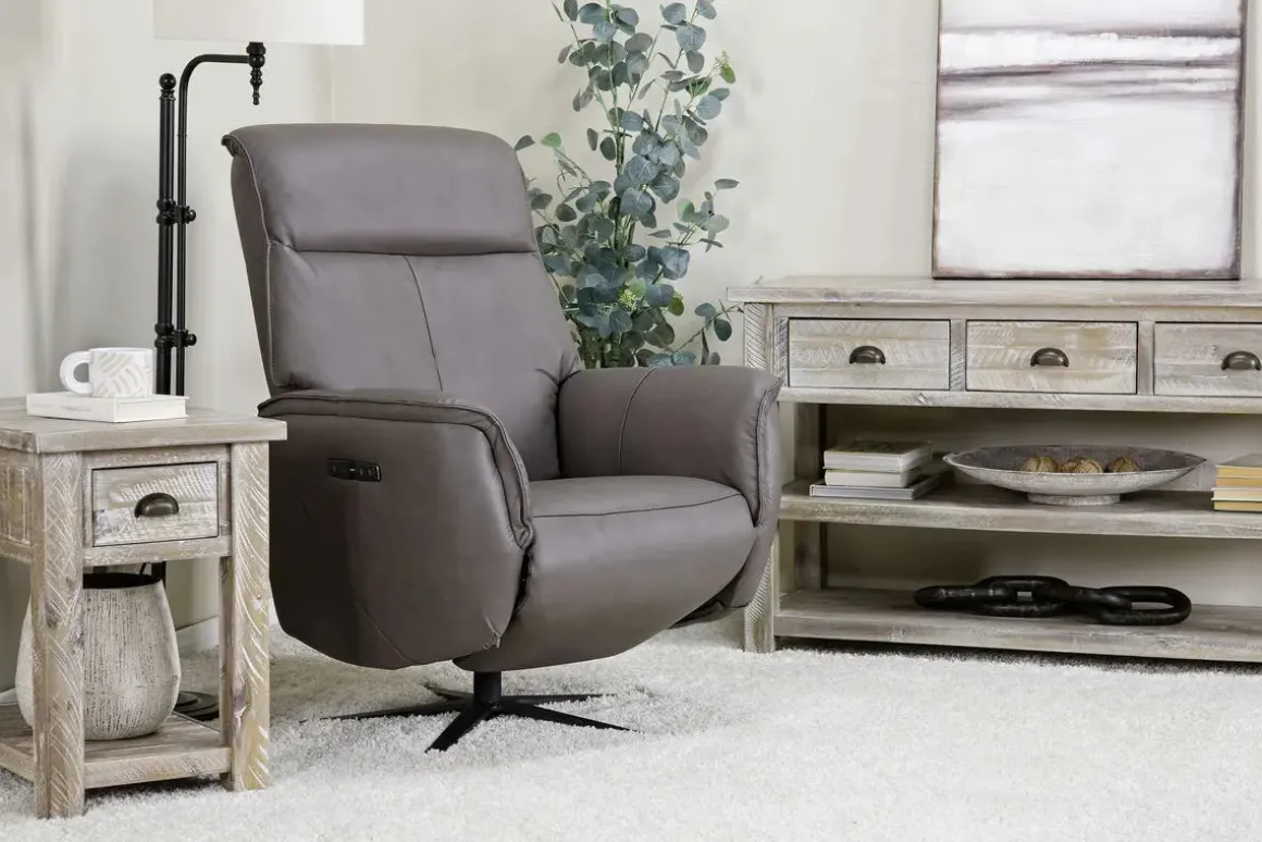 Gentry Power Swivel Recliner In Gellar Birch