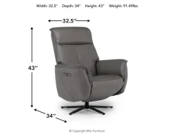 Gentry Power Swivel Recliner In Gellar Birch